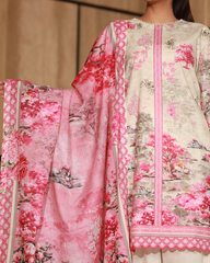 Chameli Studio-Rose And Water Lawn Digital Print 3 Piece Unstitched Suit-WRTS-0016