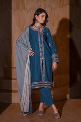 Aayra Stitched Winter Collection'2025-AY1144 - Yale Blue 3Pc