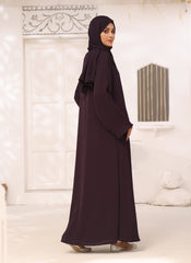 Nooriya: Dark Purple Zoom Nida Front Open Abaya 0118-R-250