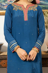 Joy Pret By Zaaviay Stitched Mavi (Kurti Only)