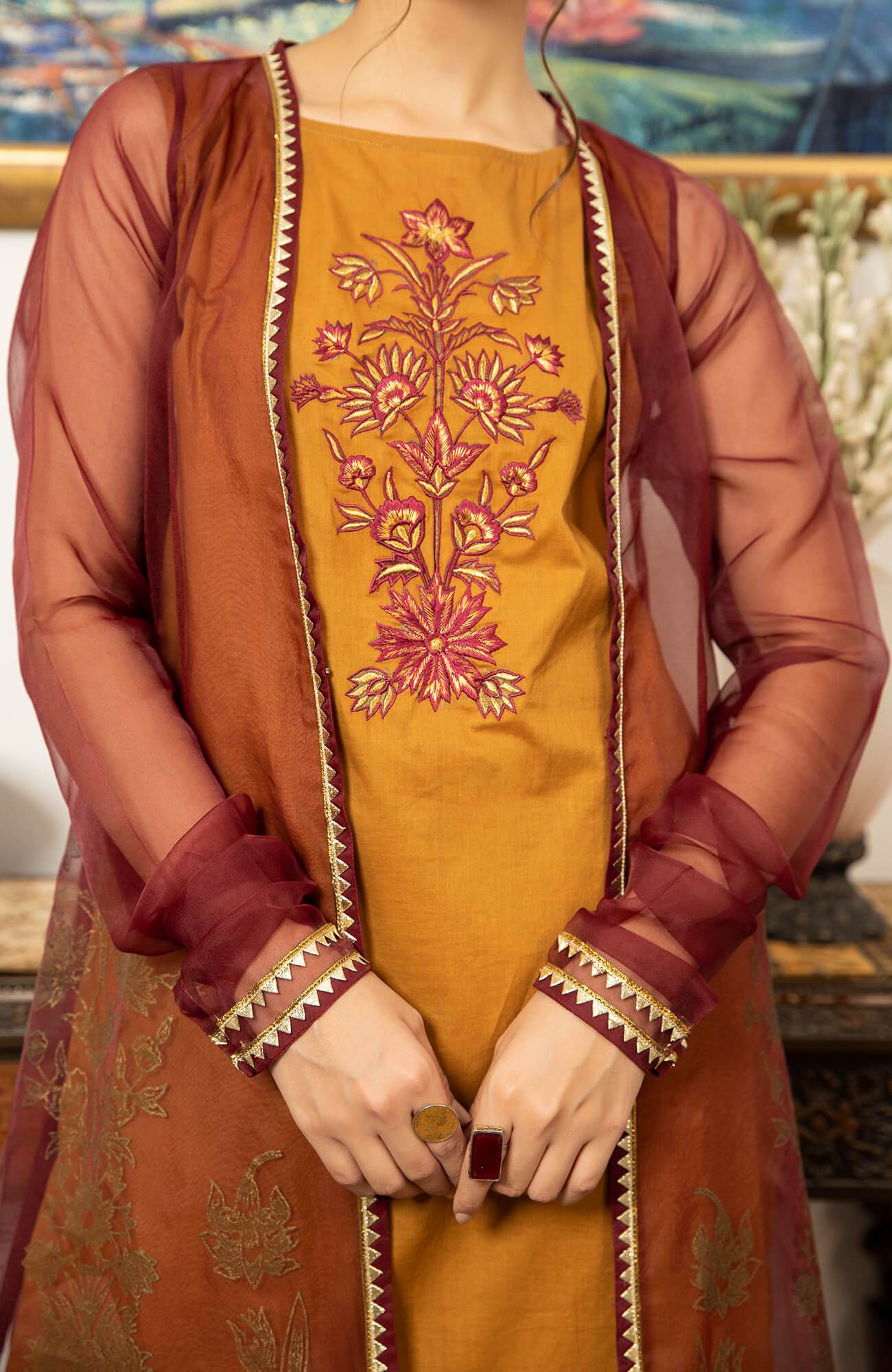 Joy Pret By Zaaviay Stitched Maple (Three Piece)