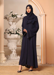 Double Georgette Front Open Ribbon Abaya