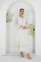 Manahils Stitched Formals Kurti 121-Crimson Glow- Off White