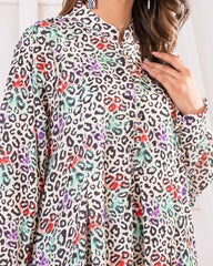 Ayla Studio Stitched PRINTED ESSENTIAL CO-ORD - Pop Leopard