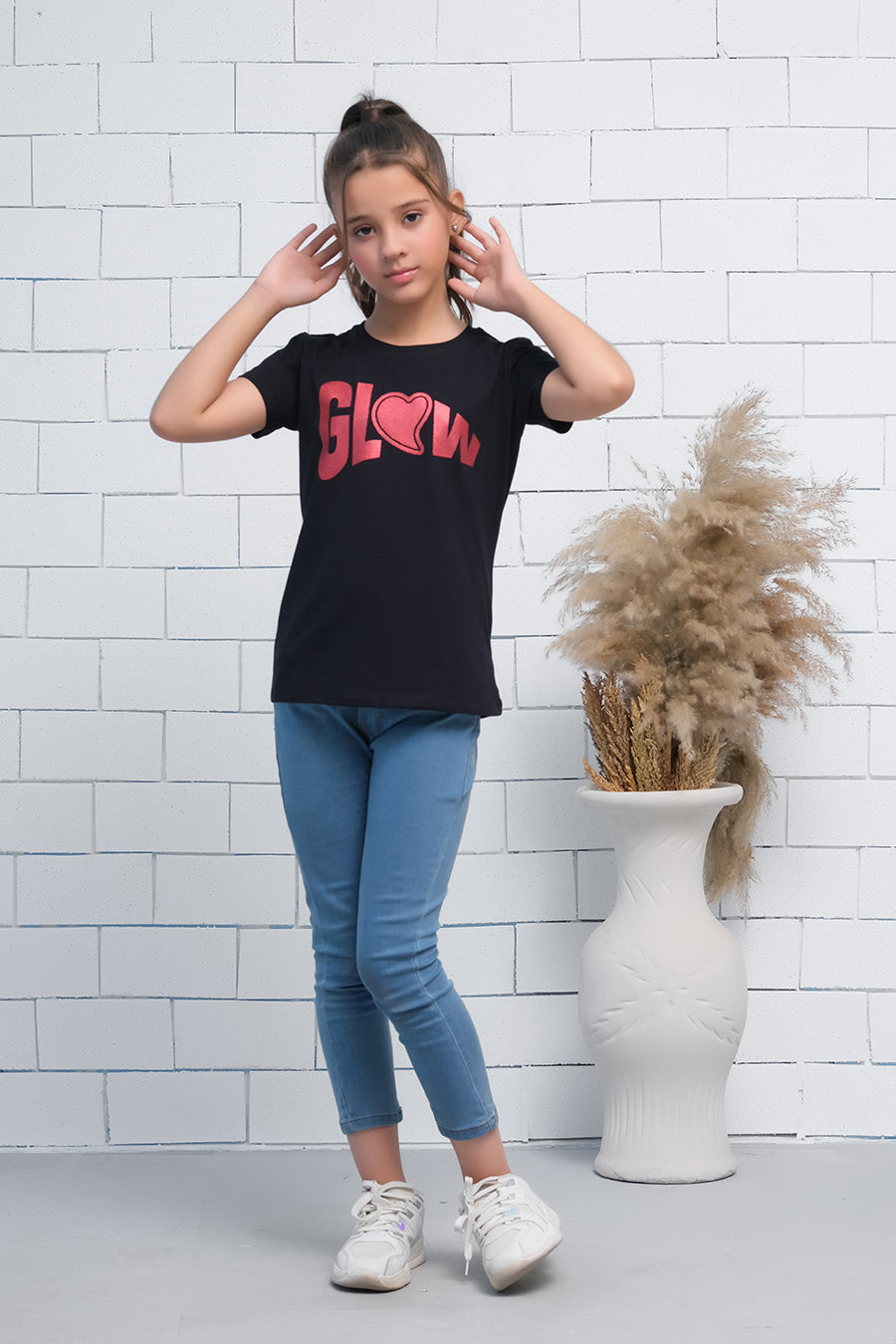 Sprinkles Stitched 1 Piece Summer Shirts Kids Collection'2025-Black Short Sleeves Glow Print Tee