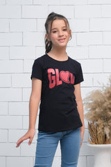 Sprinkles Stitched 1 Piece Summer Shirts Kids Collection'2025-Black Short Sleeves Glow Print Tee