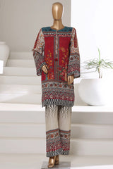 Sada Bahar Stitched Co Ords Printed Khaddar Suit-PR-40-Maroon