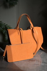Fineur Luxora Suede Tote Bag - Mustard