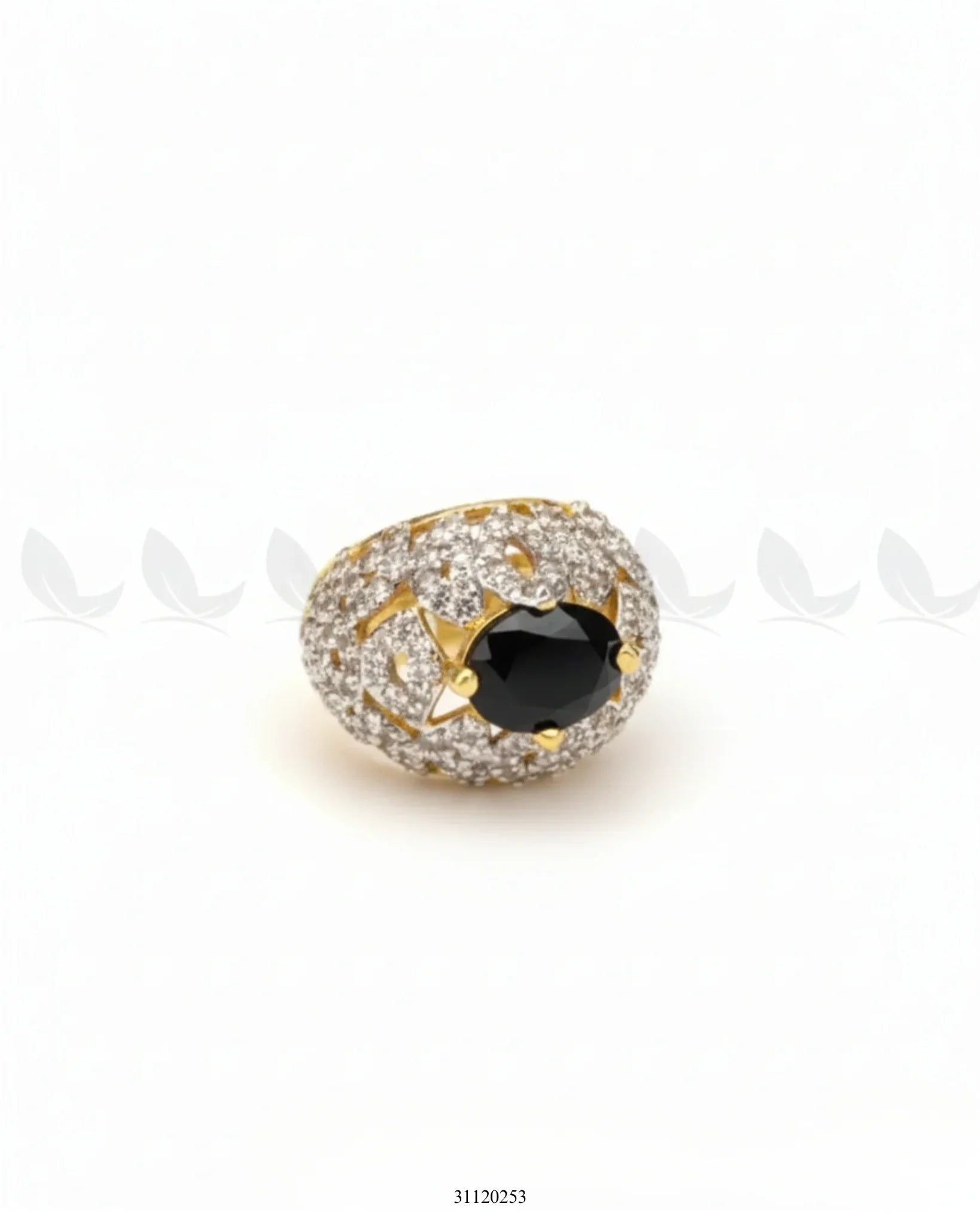 Ornate Dazzling Filigree Dome Ring Black - Zeesy Jewellery