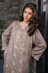 Earthen Tones By G Basics Gulmina Stitched 2 Piece Winter Suit-Smoky Gray (2PC)