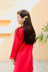 Khanak Stitched Kids-Deep Pink Embroidered Gharara KST 109