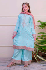 Shanzey Stitched 3 Piece Luxe Raw Silk Edit Formals Collection'2025-SHK-4802-Sky Blue