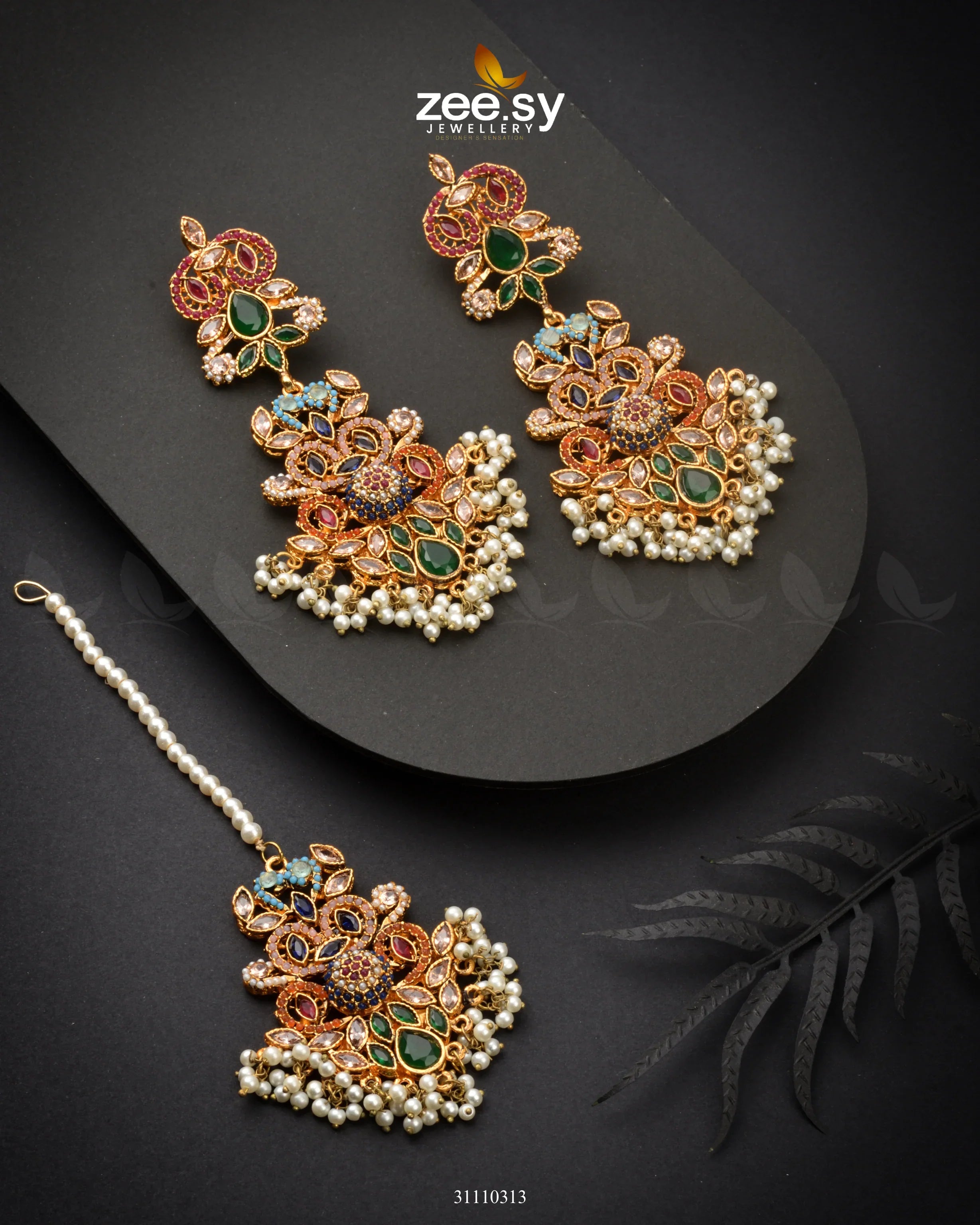 Liora Earrings Green Multi - Zeesy Jewellery