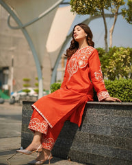 Tiraz Stitched 2 Piece Summer Suit-Shahmira