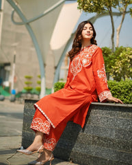 Tiraz Stitched 2 Piece Summer Suit-Shahmira
