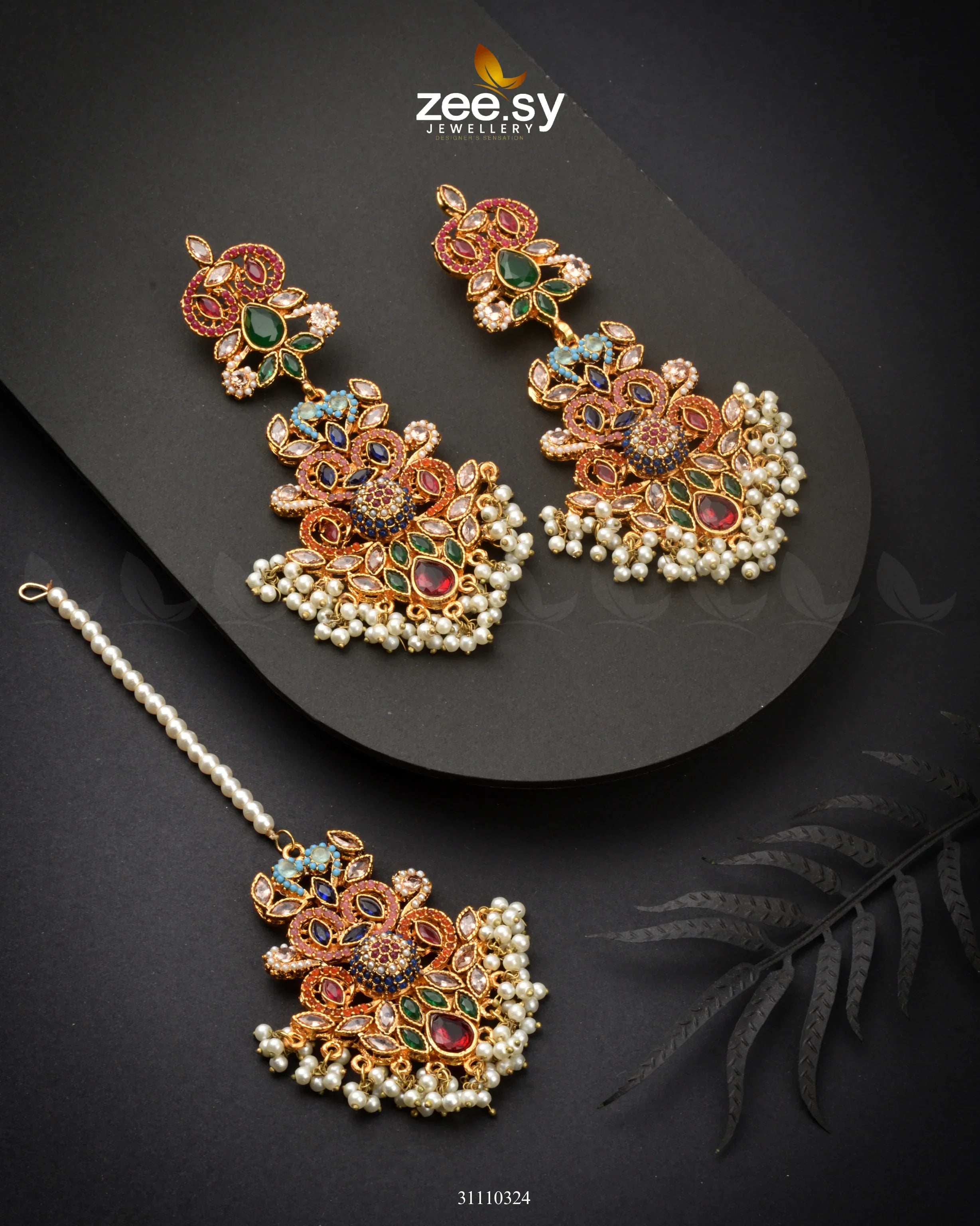 Liora Earrings Red Multi - Zeesy Jewellery