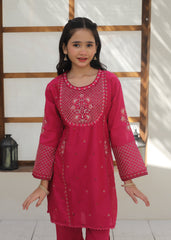Khanak Stitched Kids-Hot Pink Gharara Suit KST 140