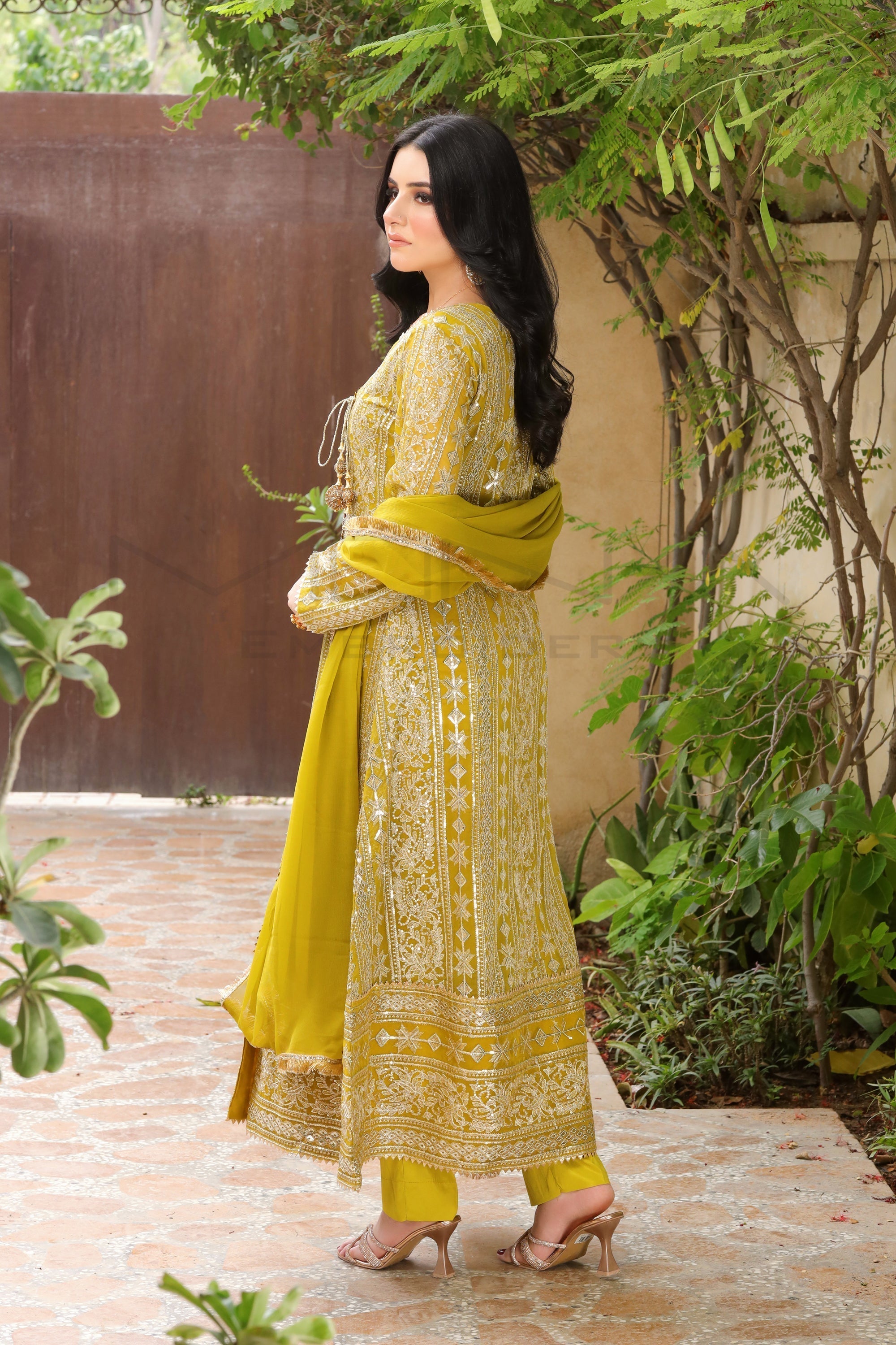 Manahils Stitched Formals Kurti 122-Divine- Mustard