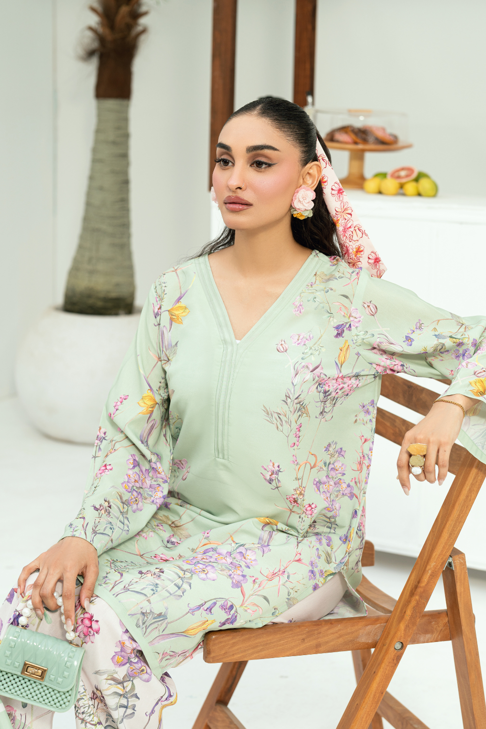 Raha By Amal Stitched Co Ords Cambric Vol-01 Collection'2025-Lime