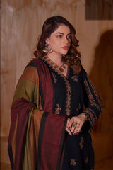 Aayra Stitched Winter Collection'2025-AY1143 - Smoky Black 3Pc