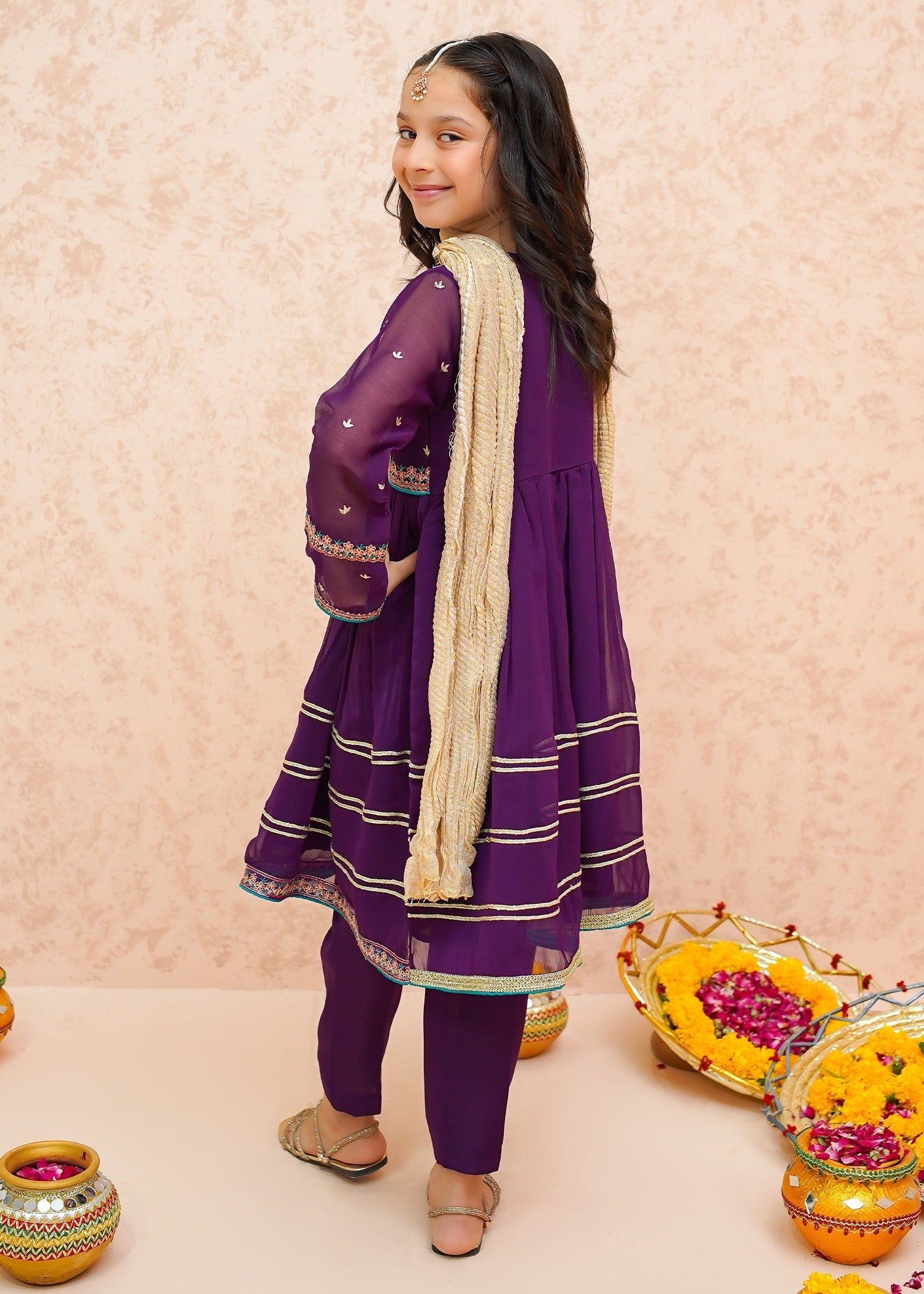 Eid Ka Andaaz By Modest Stitched 3 Piece Formals Collection'2025-9075-Purple