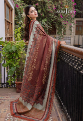 Asim Jofa Rania Pre-Winter '23 Ajrw-08 Designers Stitched Embroidered Premium Winter Cotton 3 Pcs
