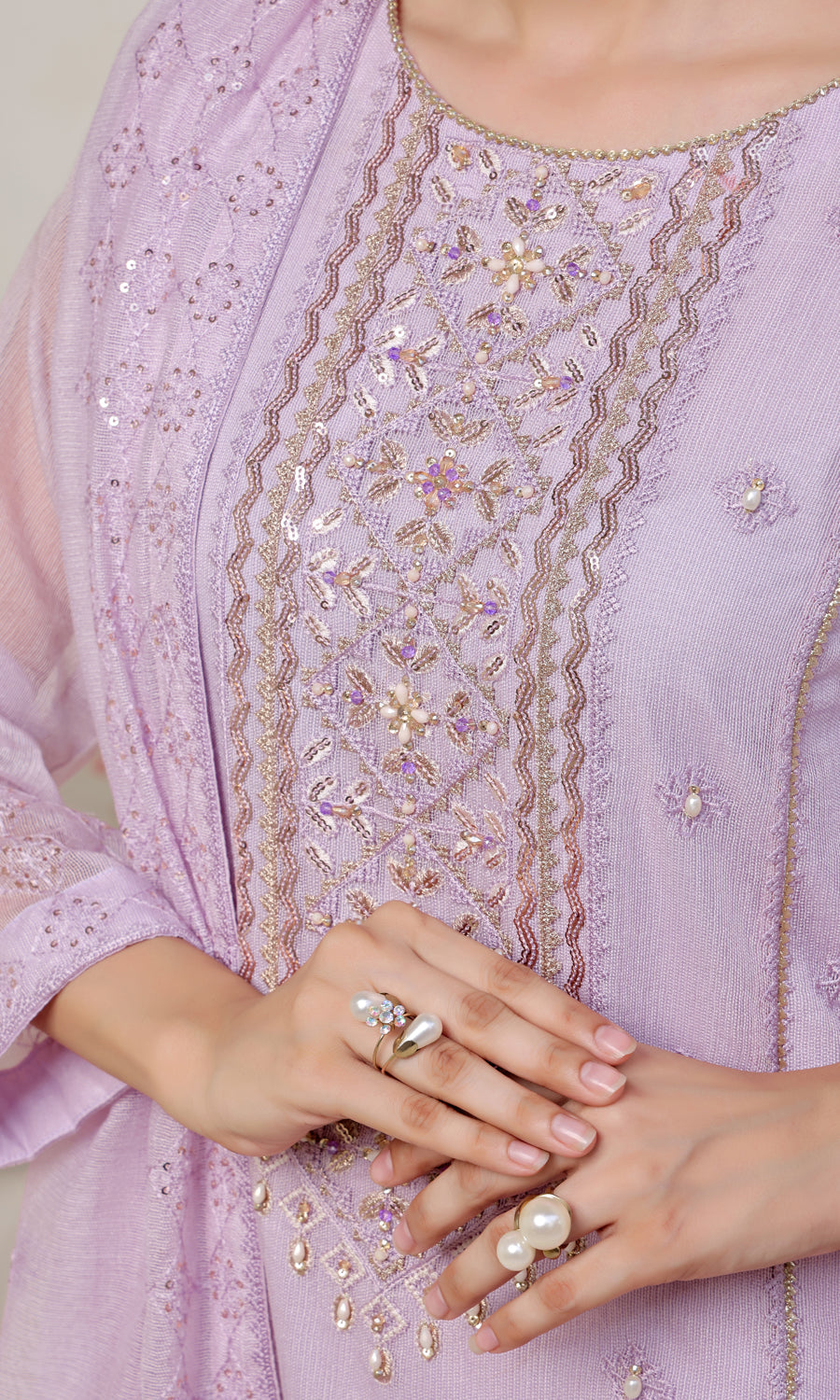 Shamooz Stitched 3 Piece Luxury Festive Eid Collection'2025-Lavender SE-012