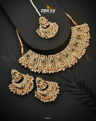 Ornamented Necklace Set Green - Zeesy Jewellery