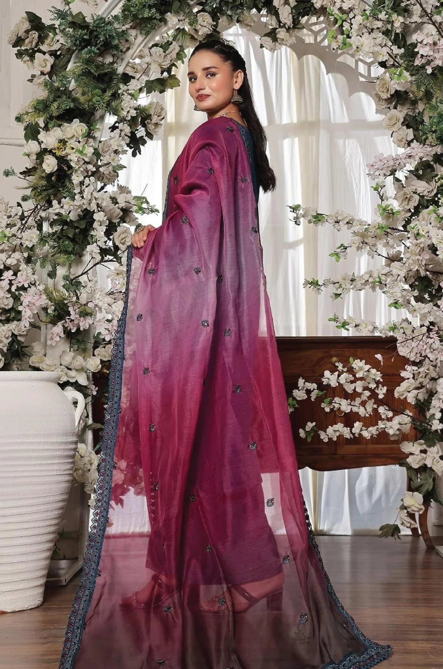 Dressline New Semi Stitched 3 Pcs Premium Dyed Lawn Fancy Full Chikankari With Sequence Emb Collection