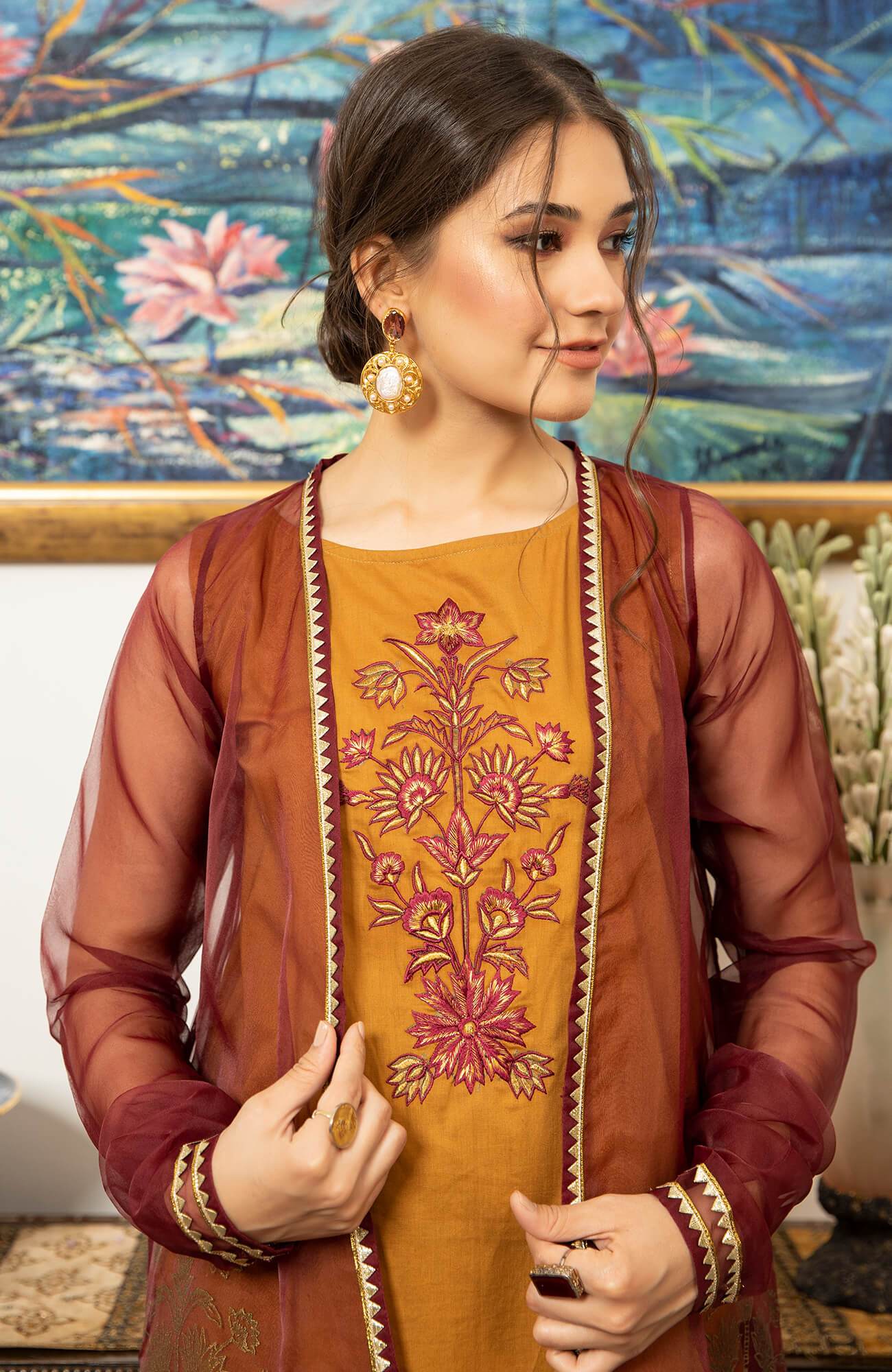 Joy Pret By Zaaviay Stitched Maple (Three Piece)