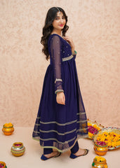 Eid Ka Andaaz By Modest Stitched 3 Piece Formals Collection'2025-9075-Blue