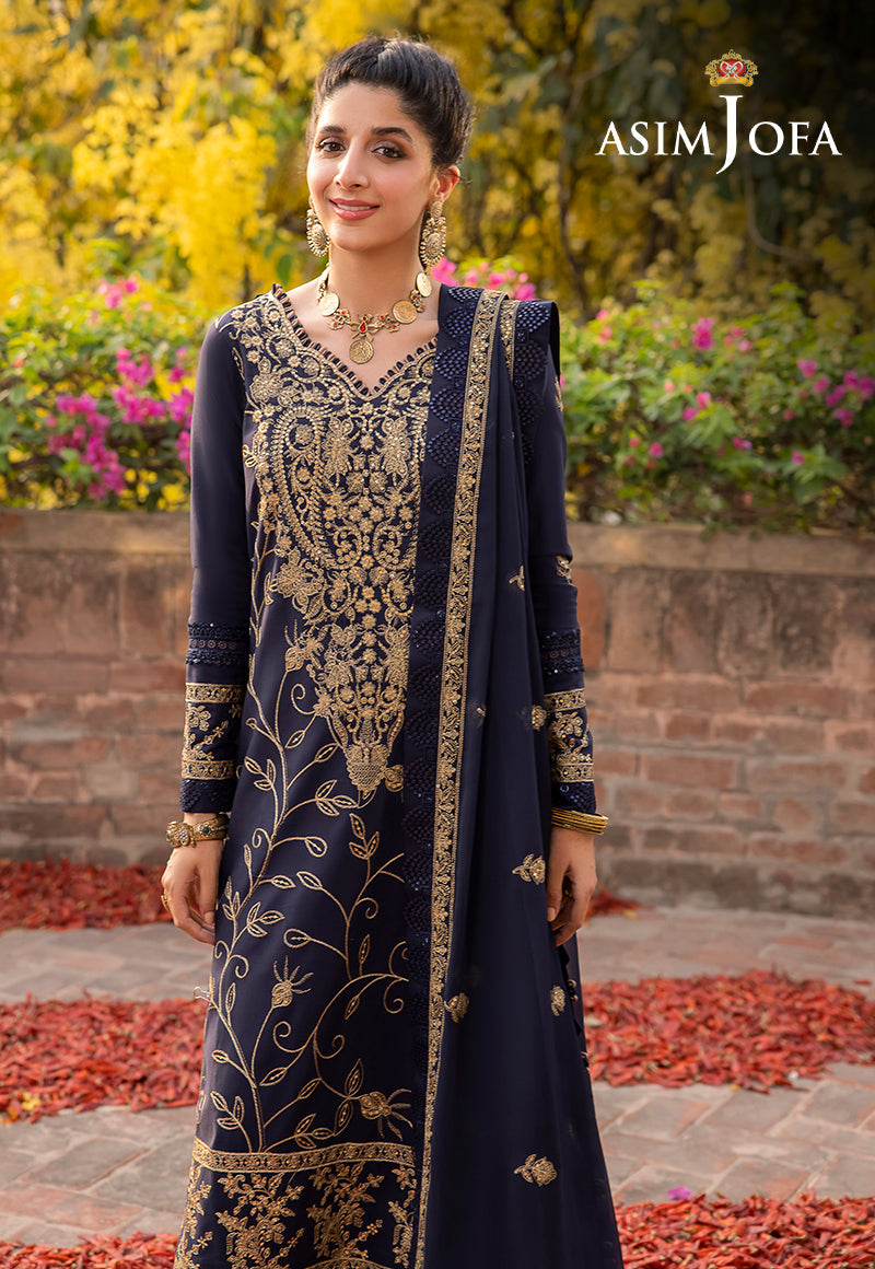 Asim Jofa Shadow Work '23 Ajsw-15 Embroidered Lawn Silk 3 Pcs