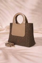 Fineur Halo Jute Shoulder Bag - Dark Brown