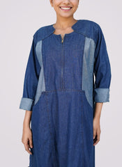 Hijab Ul Hareem Denim Front-Close Zipper Abaya - 0119-R-981