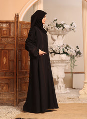 Hijab Ul Hareem Black Nida Fabric Front Open Abaya - 0121-R-240