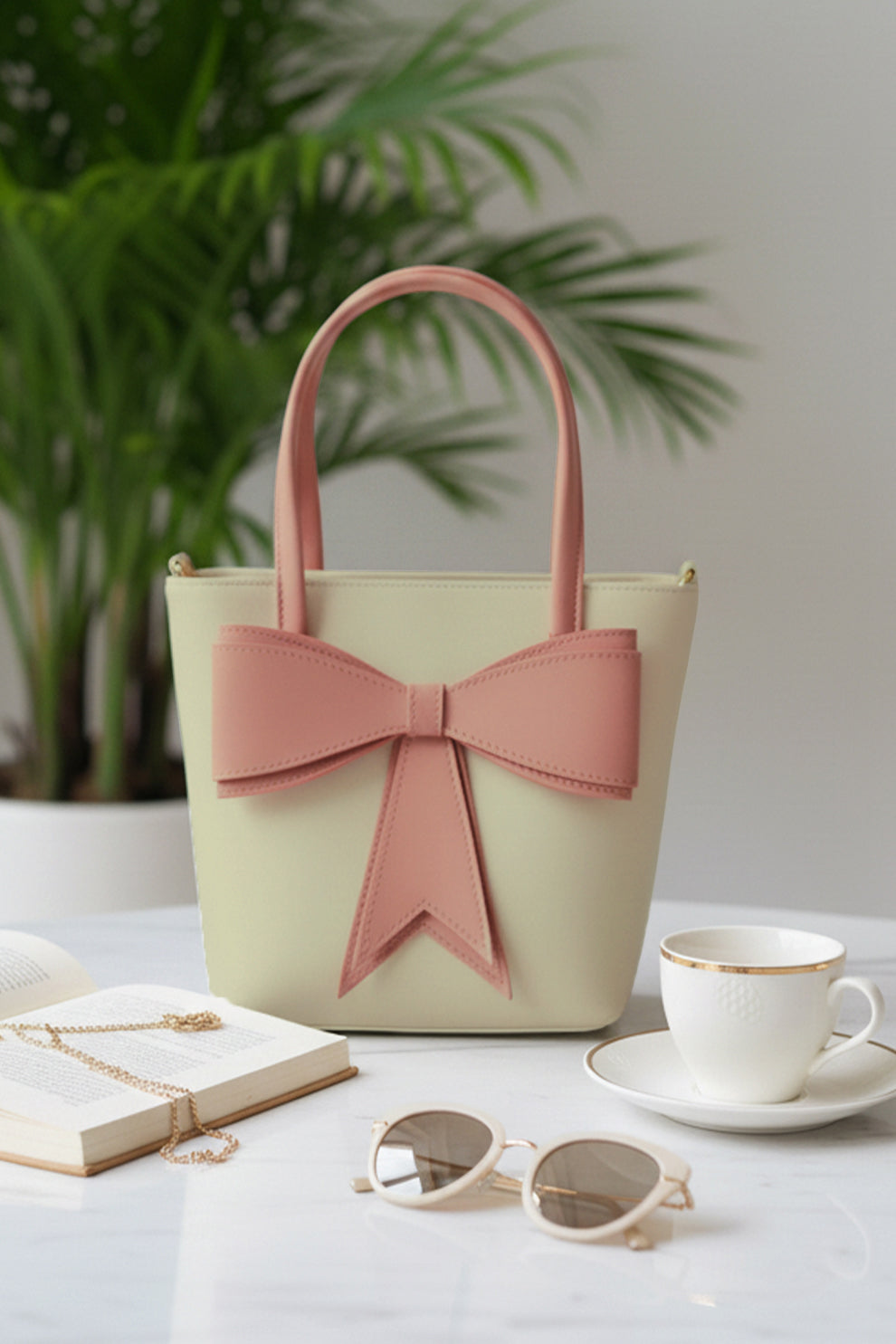 Fineur Carryme Beige and brown Tote Bags | Cute Bow High Quality Bag Just for 1999.