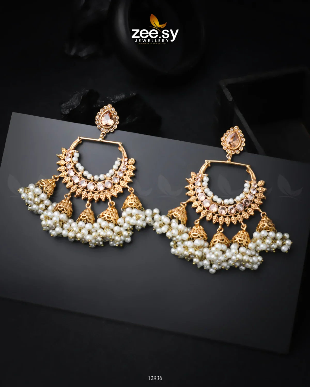 Shumaila's Earrings Golden Champagne - Zeesy Jewellery