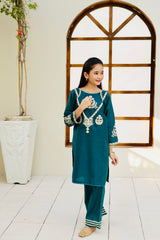 Khanak Stitched Kids-Sea Green Embroidered 2Pcs Suit KST 112
