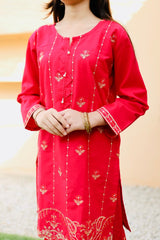 Khanak Stitched Kids-Deep Pink Embroidered Gharara KST 109