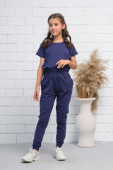 Sprinkles Stitched 2 Piece Summer Co Ord Sets Kids Collection'2025-Navy Blue 2Pcs Cord Set with Short Sleeves Shirt and Trouser