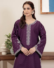 Flutterby Stitched 2 Piece Cotton Satin Winter Collection'2025-Areeba - pr