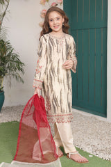 Bahar E Eid By Shanzey Stitched 3 Piece Shimmered Cambric Suit-SHK-5203-Off White
