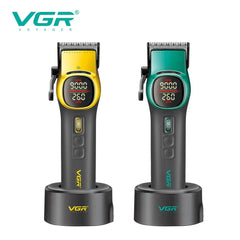 VGR-885 Professional Hair Clippers for Men Electric Hairdresser Set with DLC Ceramic Blades, 21 Speed Roller, 2 Magnetic Charging Stations