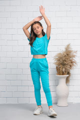 Sprinkles Stitched 2 Piece Summer Co Ord Sets Kids Collection'2025-Blue 2Pcs Cord Set with Short Sleeves Shirt and Trouser