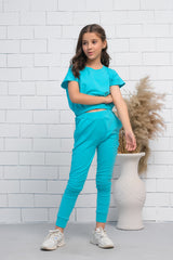 Sprinkles Stitched 2 Piece Summer Co Ord Sets Kids Collection'2025-Blue 2Pcs Cord Set with Short Sleeves Shirt and Trouser