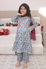 Dosti Yaari By Shanzey Stitched 3 Piece Lawn Frock Suit-SHK-5401-Blue