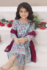 Dosti Yaari By Shanzey Stitched 3 Piece Lawn Frock Suit-SHK-5401-Blue