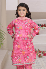 Dosti Yaari By Shanzey Stitched 3 Piece Lawn Frock Suit-SHK-5403-Pink