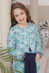 Dosti Yaari By Shanzey Stitched 3 Piece Lawn Frock Suit-SHK-5404-Sea Green