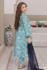 Dosti Yaari By Shanzey Stitched 3 Piece Lawn Frock Suit-SHK-5404-Sea Green